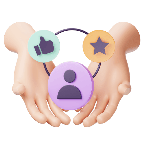 Thumbs Up, Person Icon, Star within Spread Hands)